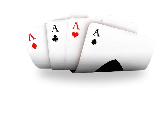 A 3D render of four aces fanned out