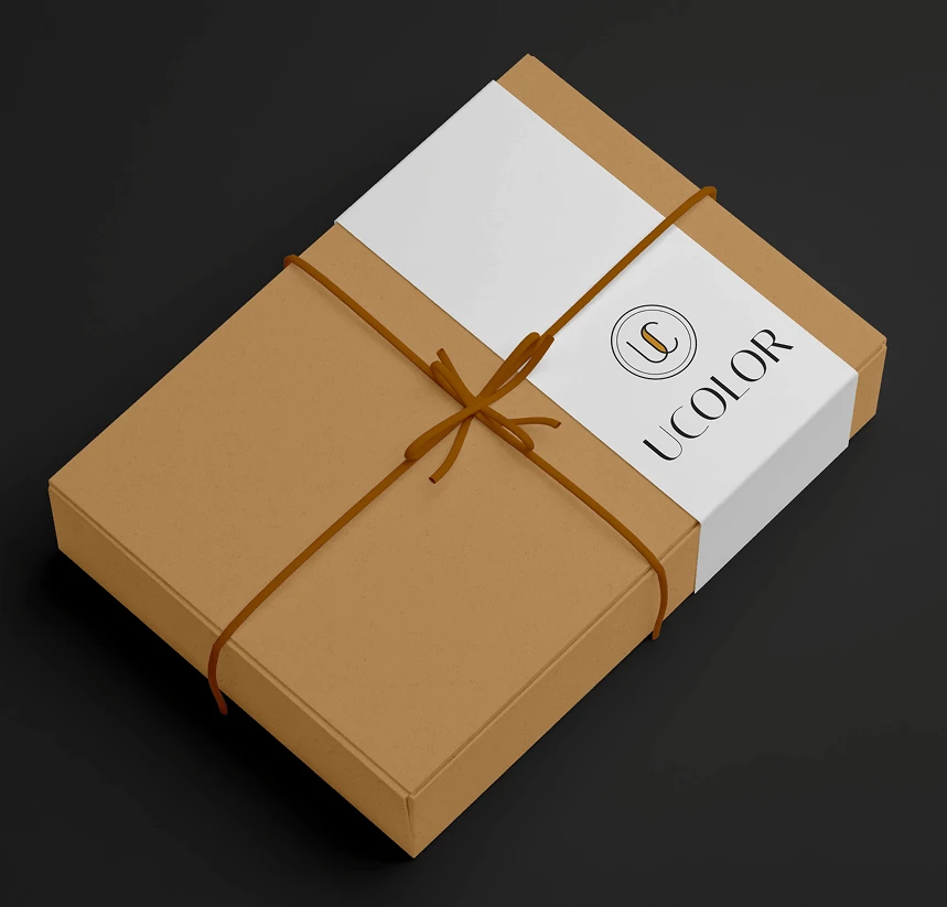 UCOLOR branded packaging tied with twine
